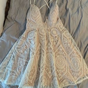 Nude and White Lace Dress